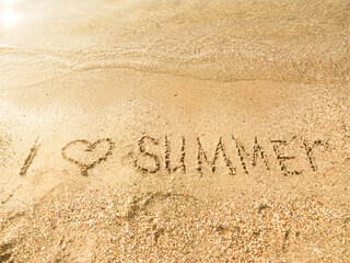 Poster - The inscription I love summer on the sea sand