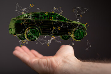 Poster - Wireframe rendering of autonomous electric car