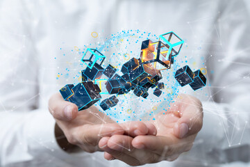 Fototapete - Ui of Cloud Computing Technology Internet Storage Network Concept