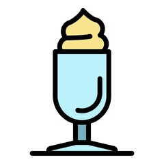Poster - Latte glass icon. Outline latte glass vector icon color flat isolated