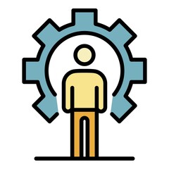 Poster - Gear man recruitment icon. Outline gear man recruitment vector icon color flat isolated
