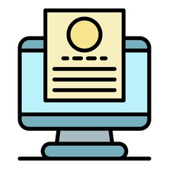 Poster - File computer recruitment icon. Outline file computer recruitment vector icon color flat isolated