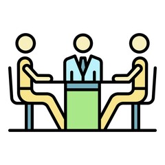 Poster - Business meeting icon. Outline business meeting vector icon color flat isolated