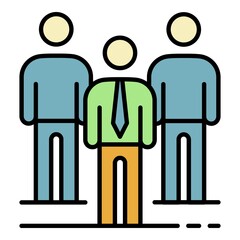 Poster - Business group people icon. Outline business group people vector icon color flat isolated