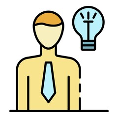 Poster - Business idea icon. Outline business idea vector icon color flat isolated