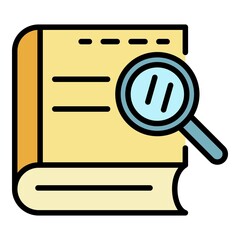 Poster - book search icon. outline book search vector icon color flat isolated