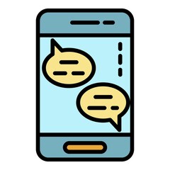 Poster - Smartphone chat icon. Outline smartphone chat vector icon color flat isolated