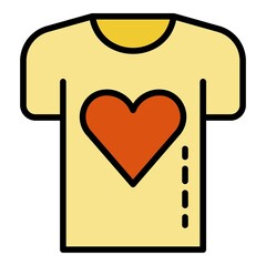 Poster - Charity heart tshirt icon. Outline charity heart tshirt vector icon color flat isolated