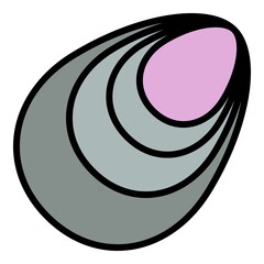 Wall Mural - Shell mussels icon. Outline shell mussels vector icon color flat isolated