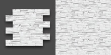 Stone wall cladding seamless panels white in vector format