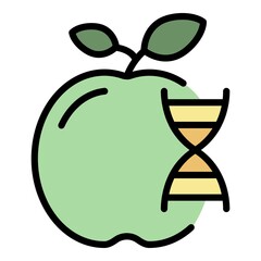Sticker - Genetically modified fruits icon. Outline genetically modified fruits vector icon color flat isolated