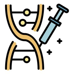 Poster - dna chain and syringe icon. outline dna chain and syringe vector icon color flat isolated