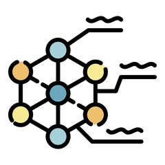 Poster - Molecular lattice icon. Outline molecular lattice vector icon color flat isolated
