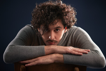 Sticker - curly haired young man