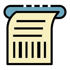 Poster - ATM barcode check icon. Outline ATM barcode check vector icon color flat isolated