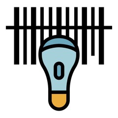 Fototapete - Handheld barcode scanner icon. Outline handheld barcode scanner vector icon color flat isolated