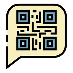 Poster - QR code in chat bubble icon. Outline QR code in chat bubble vector icon color flat isolated