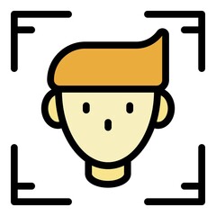 Poster - Person identified icon. Outline person identified vector icon color flat isolated