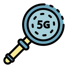 Poster - 5G magnifier icon. Outline 5G magnifier vector icon color flat isolated