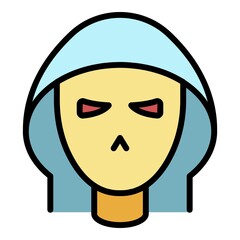 Poster - hacker icon. outline hacker vector icon color flat isolated