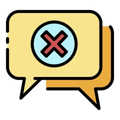 Poster - Closed hacker chat icon. Outline closed hacker chat vector icon color flat isolated