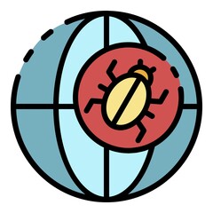 Poster - Global virus attack icon. Outline global virus attack vector icon color flat isolated