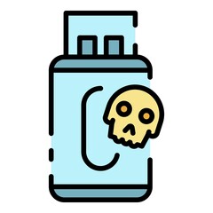 Poster - Infection of USB flash drives icon. Outline infection of USB flash drives vector icon color flat isolated
