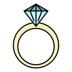 Poster - classic diamond ring icon. outline classic diamond ring vector icon color flat isolated