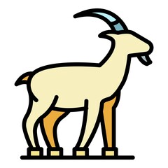 Poster - Goat icon. Outline goat vector icon color flat isolated