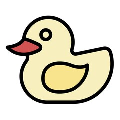 Sticker - Farm duck icon. Outline farm duck vector icon color flat isolated