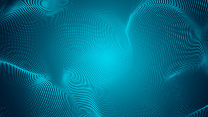 Canvas Print - abstract dot pattern blue green wave light gradient texture technology background.