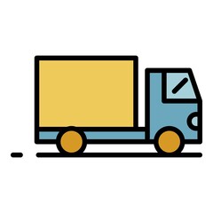 Poster - Export cargo truck icon. Outline export cargo truck vector icon color flat isolated