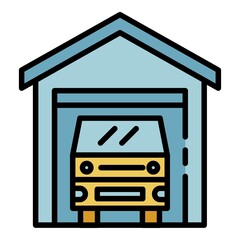 Poster - Truck loading icon. Outline truck loading vector icon color flat isolated