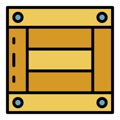 Poster - Wooden export box icon. Outline wooden export box vector icon color flat isolated