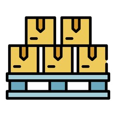 Poster - Goods on a pallet icon. Outline goods on a pallet vector icon color flat isolated