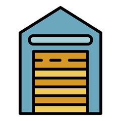 Poster - Closed warehouse icon. Outline closed warehouse vector icon color flat isolated