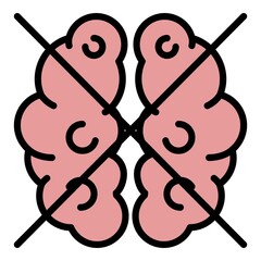 Poster - Brain no function icon. Outline brain no function vector icon color flat isolated