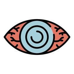 Sticker - Tired eye icon. Outline tired eye vector icon color flat isolated