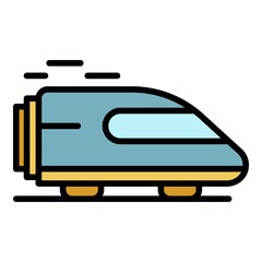 Poster - Fast train icon. Outline fast train vector icon color flat isolated