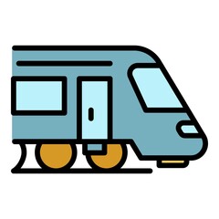 Poster - Train head icon. Outline train head vector icon color flat isolated