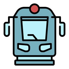 Poster - Train front view icon. Outline train front view vector icon color flat isolated