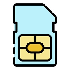 Poster - Phone sim card icon. Outline phone sim card vector icon color flat isolated