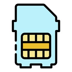 Poster - Modern sim card icon. Outline modern sim card vector icon color flat isolated