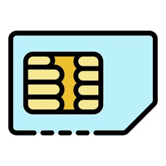 Poster - Phone sim card icon. Outline phone sim card vector icon color flat isolated