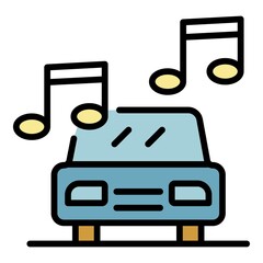 Poster - Loud music in the car icon. Outline loud music in the car vector icon color flat isolated