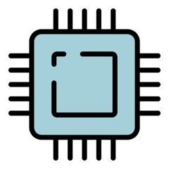 Poster - Microprocessor icon. Outline microprocessor vector icon color flat isolated