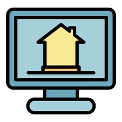 Poster - Smart home monitoring icon. Outline smart home monitoring vector icon color flat isolated
