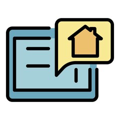 Poster - Smart home control tablet icon. Outline smart home control tablet vector icon color flat isolated