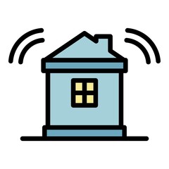 Poster - Smart home wireless icon. Outline smart home wireless vector icon color flat isolated