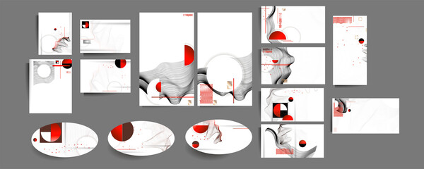 Wall Mural - Poster design Japanese style templates set invitations to lines abstract background for book cover texture brochure